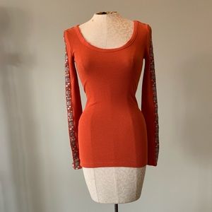Free People Orange Long Sleeve Top